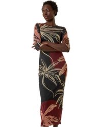 Roman - Palm Print Mesh Maxi Stretch Dress - Lyst