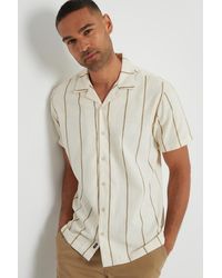 Threadbare - 'Lightwood' Textured Stripe Revere Collar Short Sleeve Shirt - Lyst