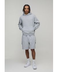 BoohooMAN - Boxy Hooded Cargo Short Tracksuit - Lyst