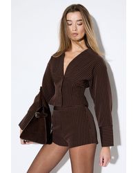 MissPap - Collarless Pinstripe Tailored Jacket Co-Ord - Lyst