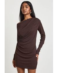 Boohoo - Mesh Asym Drape Hem Midaxi Dress - Lyst