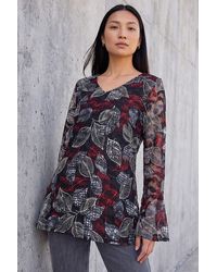 Roman - Leaf Printed Lace V-Neck Top - Lyst