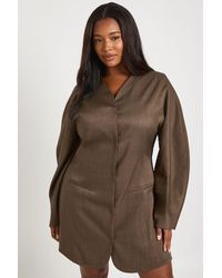 Boohoo - Plus Collarless Cinched Waist Blazer Dress - Lyst