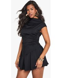 Boohoo - Tailored Slash Neck Cap Sleeve Mini Dress - Lyst