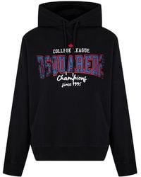 DSquared² - College League Logo Cool Fit Hoodie Cotton - Lyst