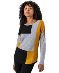Roman - Colour Block Ribbed Jumper - Lyst