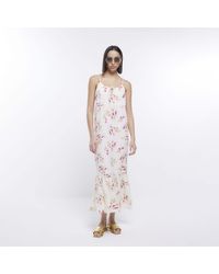 River Island - Slip Maxi Dress Floral Print Viscose - Lyst