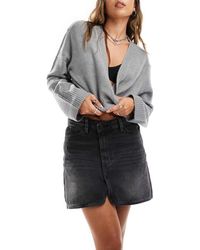 ASOS - Denim Mini Skirt With Cross Front Waist - Lyst