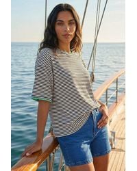 Roman - Stripe Print Stretch Tunic Top - Lyst