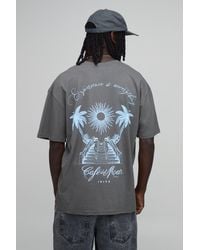 BoohooMAN - Oversized Cafe Del Mar Palm License Print T-Shirt - Lyst