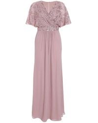 Quiz - Pink Chiffon Embellished Maxi Dress - Lyst
