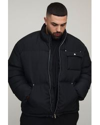 BoohooMAN - Plus Regular Fit Nylon Carpenter Funnel Neck Puffer Jacket - Lyst