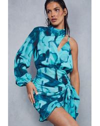 MissPap - Abstract Print Frill Asymmetric Wrap Dress - Lyst