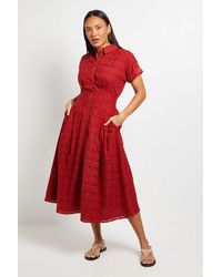 PRINCIPLES - Broderie Short Sleeve Midi Dress - Lyst