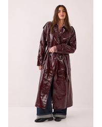 Nasty Gal - Premium Vinyl High Shine Faux Leather Trench Coat - Lyst