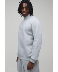 BoohooMAN - Tall Basic Regular Fit Quarter Zip Funnel Neck Sweatshirt - Lyst