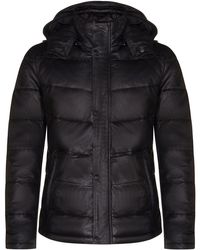 Infinity Leather - Puffer Quilted Warm Bomber Hooded Jacket - Lyst
