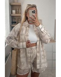 Hiccup - 2 Pieces: Printed Shirt & High Waist Drawstring Shorts - Lyst