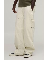 BoohooMAN - Baggy Fit Twill Multi Pocket Carpenter Trousers - Lyst