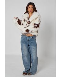 Urban Bliss - Cow Print Fur Jacket - Lyst