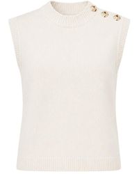 Ted Baker - Rondher Rose Button Ivory Crew Neck Tank Top - Lyst
