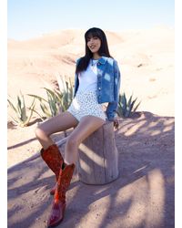 Pink Vanilla - Ditsy Print Shorts With Lace - Lyst