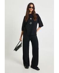 Boohoo - Short Sleeve Top And Trouser Knitted Co Ord - Lyst