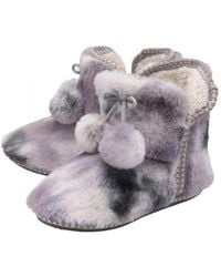 Dunlop - Ladies/ Fluffy Pom Pom Memory Foam Slipper Booties (7, /Mink) Fur - Lyst
