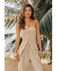 Boohoo - Linen Longline Bandeau Tailored Waistcoat - Lyst