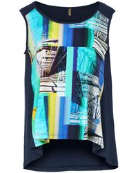 Conquista - Print Detail Stretch Jersey Mouwloze Top - Lyst