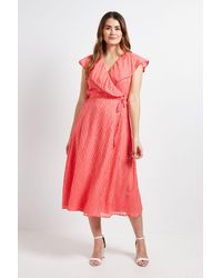 Wallis - Floral Burn Out Ruffle Midi Dress - Lyst