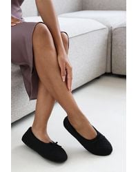 Where's That From - Wheres 'Inez' Ballet Quilted Slippers With Faux Fur Lining And Bow Detail - Lyst