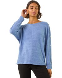 Roman - Buttoned Stretch Jersey Top - Lyst