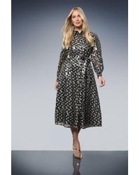Wallis - Petite Glitter Spot Organza Shirt Midi Dress - Lyst