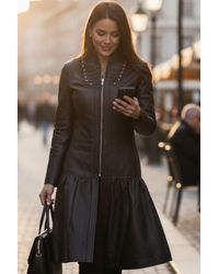 Infinity Leather - Ribet Goth Victorian Studded Flare Coat- Mist Lamb Leather - Lyst