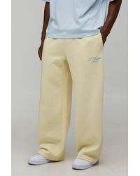 BoohooMAN - Wide Leg Embroidered Homme Joggers - Lyst