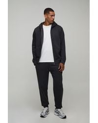 BoohooMAN - Regular Zip Through Hooded And Straight Leg Cuffed Jogger - Lyst