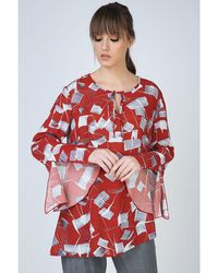 Conquista - Loose Fit Print Top With Bell Sleeves - Lyst