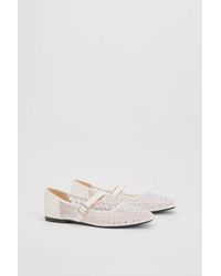 Oasis - Harriet Mesh Embellished Mary Jane Flats - Lyst