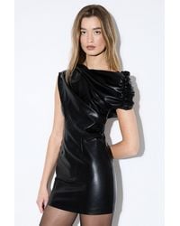 MissPap - Ruched Detail Pu Mini Dress - Lyst