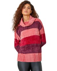 Roman - Chenille Striped Cowl Neck Jumper - Lyst