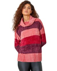 Roman - Chenille Striped Cowl Neck Jumper - Lyst
