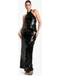 Boohoo - Disc Sequin Halterneck Maxi Dress - Lyst