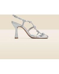 Sosandar - Leather Knot Detail Flared Heel Sandals - Lyst