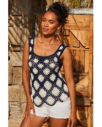 Sosandar - Floral Crochet Knit Vest Top - Lyst