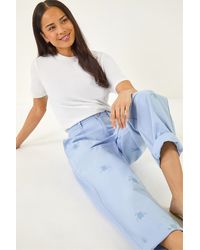 Roman - Petite Cotton Embroidered Trouser - Lyst