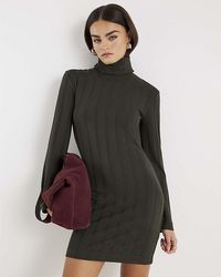 River Island - Mini Dress Long Sleeve Cosy Wide Ribbed - Lyst