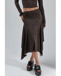 Busem - High Waist Leopard Print Asymmetrical Midi Skirt - Lyst