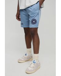 BoohooMAN - Relaxed Mid Length Embroidered Sports Shorts - Lyst