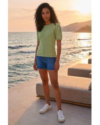 Roman - Scallop Puff Sleeve Knit Top - Lyst